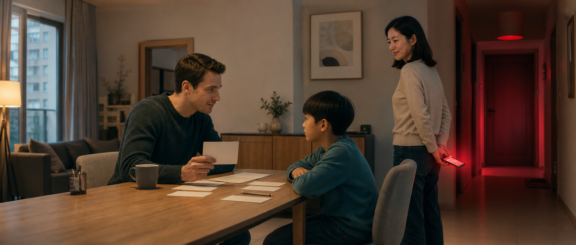 A private lesson looks ordinary while a hidden phone signals risk