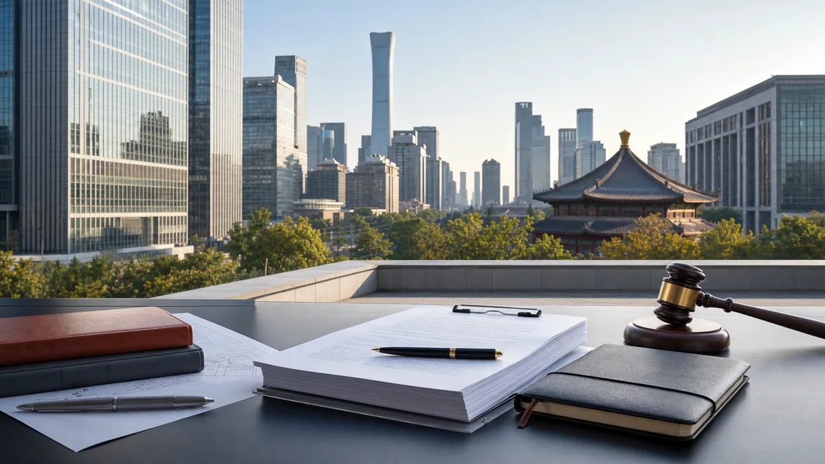 Beijing legal services and city skyline