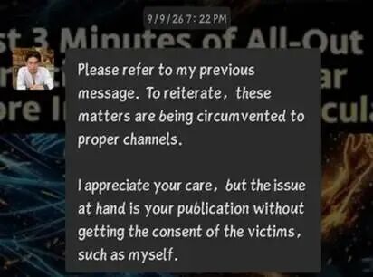 The account says the matter is being handled through proper channels and repeats its consent objection.