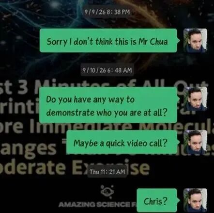 Our video-call request and later follow-up. No reply to them appears before the supplied screenshot ends.