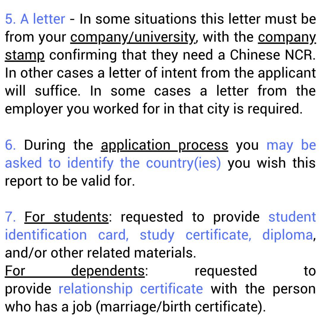 How To Apply For Chinese Statement of Non-Criminal Record