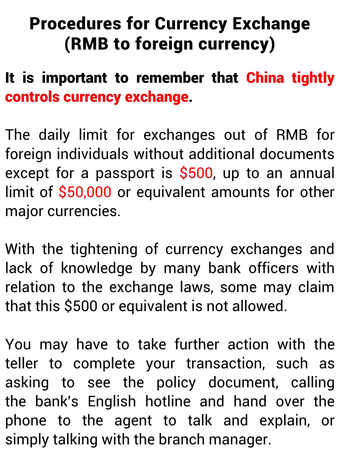 Methods To Exchange RMB To A Foreign Currency